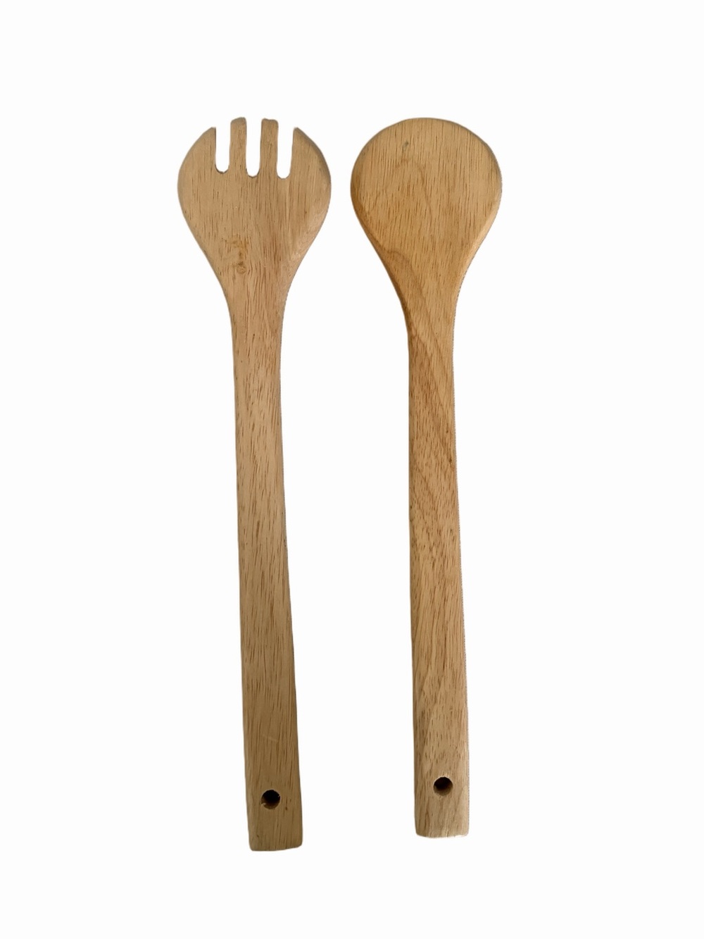 Wooden Salad Servers Set – Natural Wood Spoon & Fork Utensils